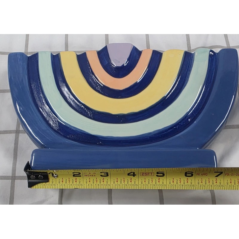 Spritz Ceramic Menorah; Tree Design With Sturdy Candle Holders