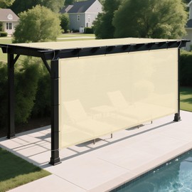 Goleray 12'x19'10" Sun Shade Cloth with Grommets, Rectangle UV Resistant Shade Sail Pergola Cover Patio Awning Shelter Mesh Tarp Sun Screens for Outdoor, Garden, Backyard, Gazebo, Beige