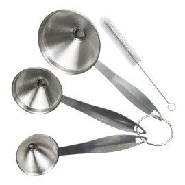 esahpss 3 Pcs Stainless Steel Funnel,Three Different Sizes Small Funnels for Filling Small Bottles，a Mini Brush is Included for Easy Cleaning