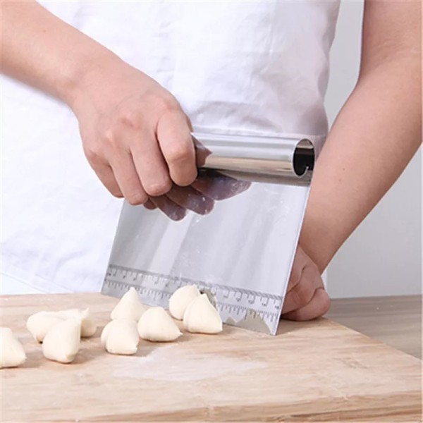 TECHTONGDA 5.9" Dough Knife Pizza Dough Cutter With Scale Stainless