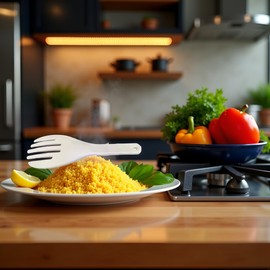 Calsgkspray White Jumbo Large Plastic Rice Paddle Spatula Scoop Fork-Like, 10.63" (27 cm) Long, Rice Spoon, Serving Utensils