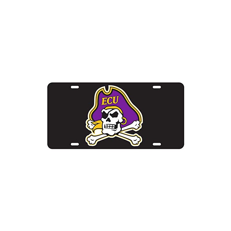 East Carolina Pirates Skull Black Reflective Auto Car Tag