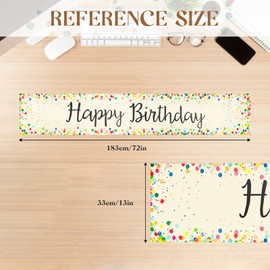 FEOHNS Colorful Polka Dot Happy Birthday Table Runner, 13"x72" Reusable Birthday Table Runner, Table Decorations for Home Party Holiday or Anniversary Decor Rectangle