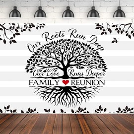 Our Love Runs Deeper Family Reunion Photo Background - Family Tree Leaves & Gathering Party Decoration - Welcome Home Party Backdrop (7x5FT)