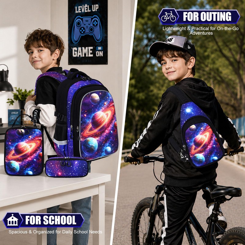 Jafeton Kids Backpack for Boys,3D Reflective Gaming School Backpack with