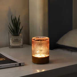 GZWANHANGMY Mini Soft Warm Light Lamp Battery Operated Portable Night Light with Timer, Small Glass Vintage Dim Sleep Nightlights, Battery Powered Wireless Night Lights for Adults (1), Pink, M2-1-3