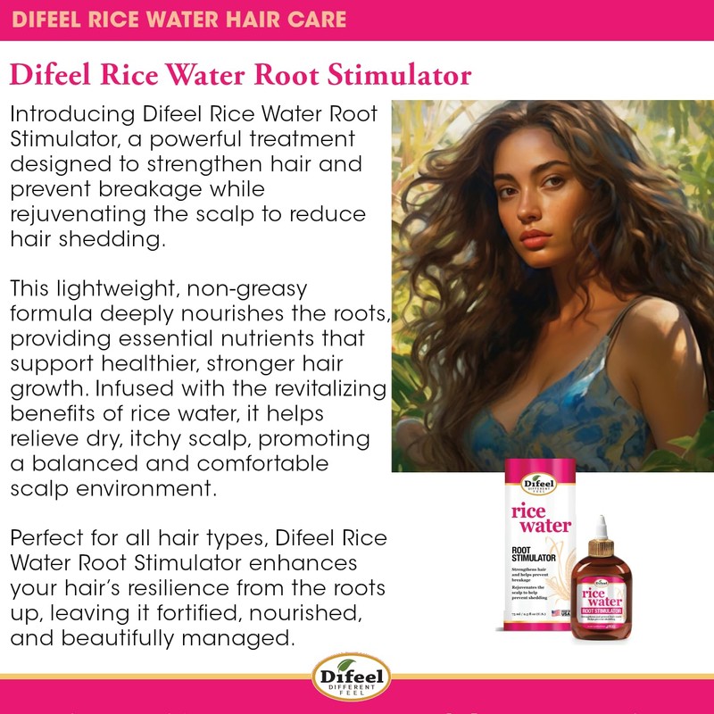 Difeel Rice Water Root Stimulator 7.1 oz. - Strengthens Hair