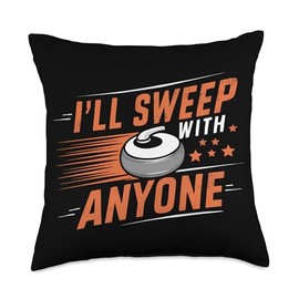 Curling Player Curler Sport Lover Curling Stone Throw Pillow