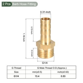 YOKIVE 2 Pcs Barb Hose Fittings Air Hose Fitting Connector Adapter with Brass Barb Ideal for Water and Fuel Transport (Gold 8mm Barb x G1/4 Female Thread)