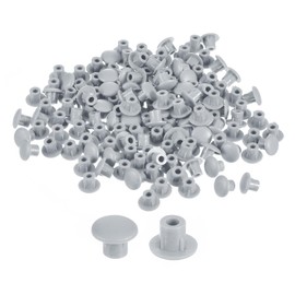 QUARKZMAN 150 Pieces Screw Hole Covers 5mm (3/16") Diameter Plastic Snap-in Shelf Knob Flat Cap for Furniture Cabinet Cupboard Light Grey
