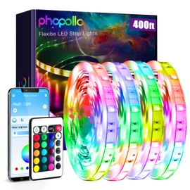 phopollo Bluetooth 24V Led Strip Lights 400ft (4 Rolls of 100ft), Color Changing LED Lights for Bedroom, Kitchen Decor, App Control and Music Sync