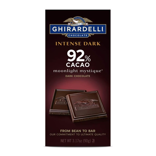 Ghirardelli Intense Dark Chocolate Bar - 92% Cacao – Dark chocolate with fruit-forward and earthy notes – 12 bars