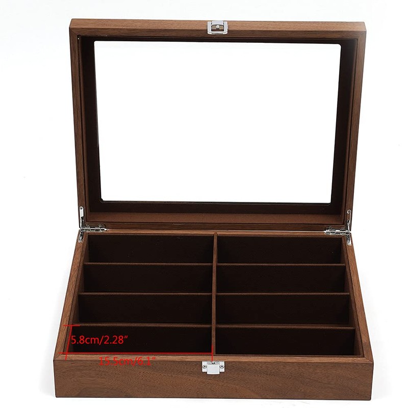WANLECY Wooden Sunglasses Organizer for Men Women, Multiple Eyeglasses Eyewear