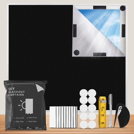 250x145cm Blackout Blinds Large 100% Blackout Material Easy to Stick On Portable Blackout Blind No Drill for Bedroom Nursery Loft Travel RV Car（Includes 10 *Long Velcro and 10 *Round Velcro）