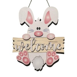 Easter Bunny Welcome Door Hanger Sign - Cute Rabbit Easter Door Decorations - Perfect for Spring Home Decor