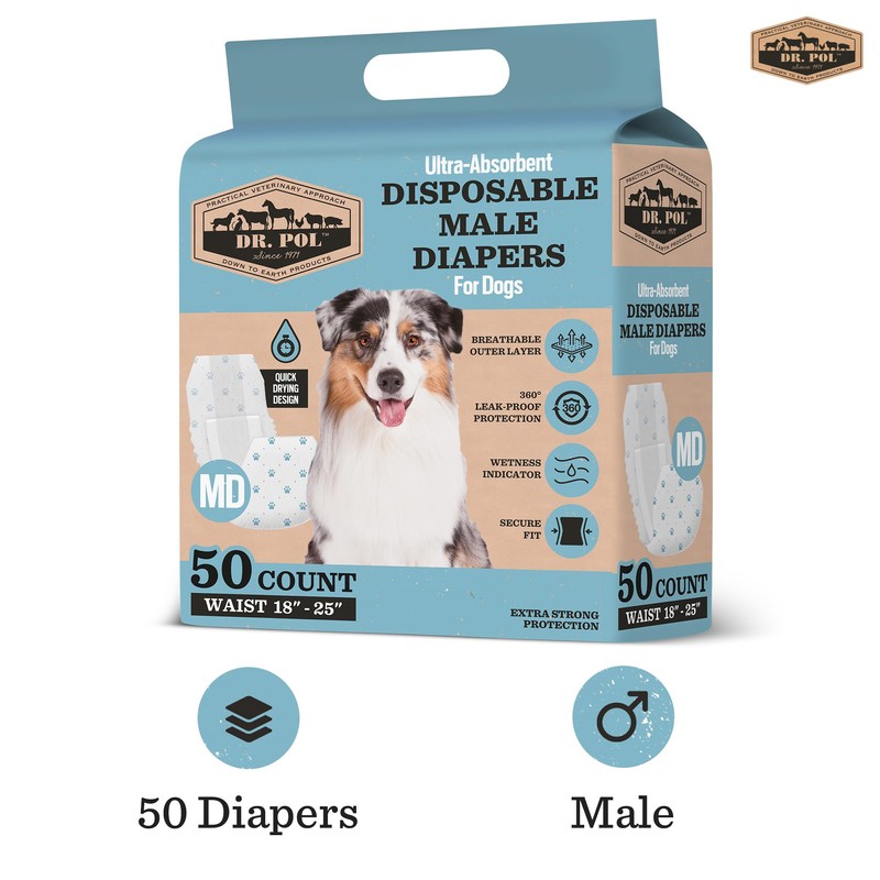 Dr. Pol Male Dog Diapers – Super Absorbent, Breathable, Leak-Proof