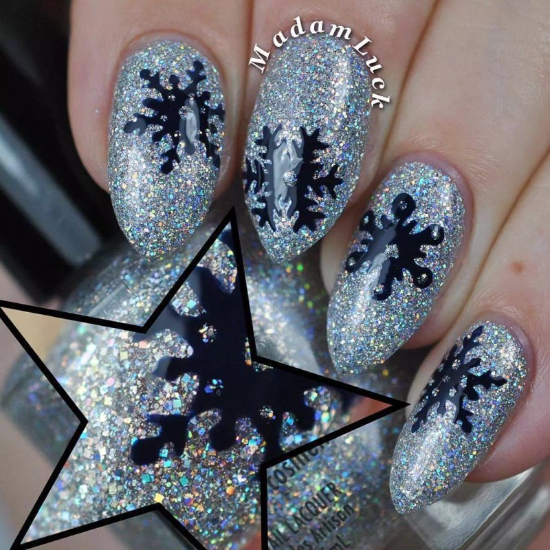 Whats Up Nails Silver Jolly Snowflakes Stencils for Nails, Christmas