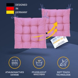 LILENO HOME Set of 2 Chair Cushions 22 Mauve (40 x 40 x 6 cm) - Seat Cushions for Garden, Kitchen or Dining Room - UV-Resistant Indoor and Outdoor Chair Cushion as Chair Cushion (Linda FUM)