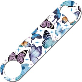 CREATCABIN Butterflies Flat Bottle Opener Blade Beer Opener Metal Beer Opener Stainless Steel Art for Bar Pub Bartenders Party Home Kitchen Gift Father's Day Valentine Birthday White 1.6x7.1 Inch