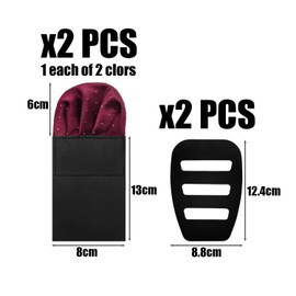 2 Pieces Of Pocket Squares, 2 Pieces Of Pocket Square Holders, Men'S Suit Handkerchiefs, Solid Color Pocket Squares, Suit Accessories
