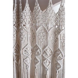koyoyo Macrame Doorway Curtain with Tiebacks Large Wall Hanging Tassels Room Divider for Closet Beige Betsy 59" W x 83" L