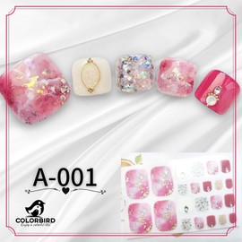 COLORBIRD Nail Seal, Spring and Summer, Foot Nail Seal, Foot Nail Seal, Cute, Flower, Sheer, Foil, Pearl Parts (A-001 A-002 A-003 A-004)
