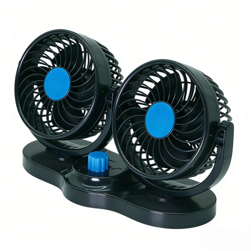 HCUSR Vehicle Fan,12V 4 Inch Dual Head 360° Rotatable car