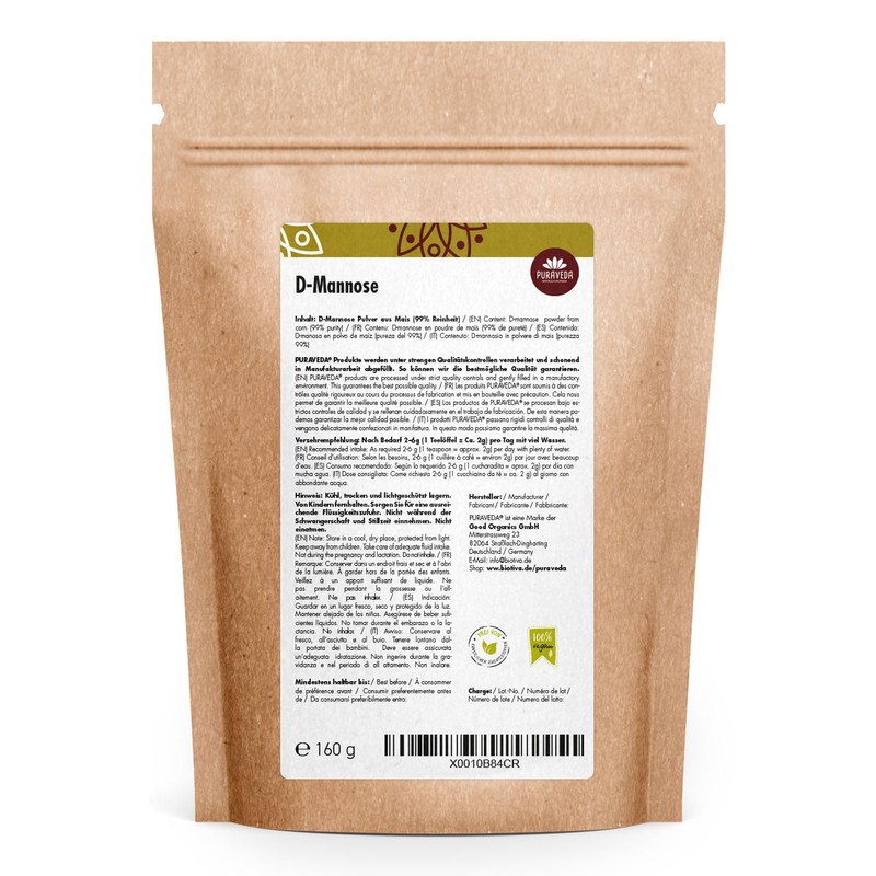 D-Mannose Powder 160 g, Vegan Natural, Allergy Free, Non-GMO, Manufactory