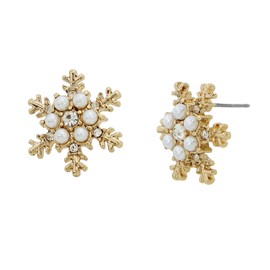 Betsey Johnson Womens Snowflake Stud Earrings