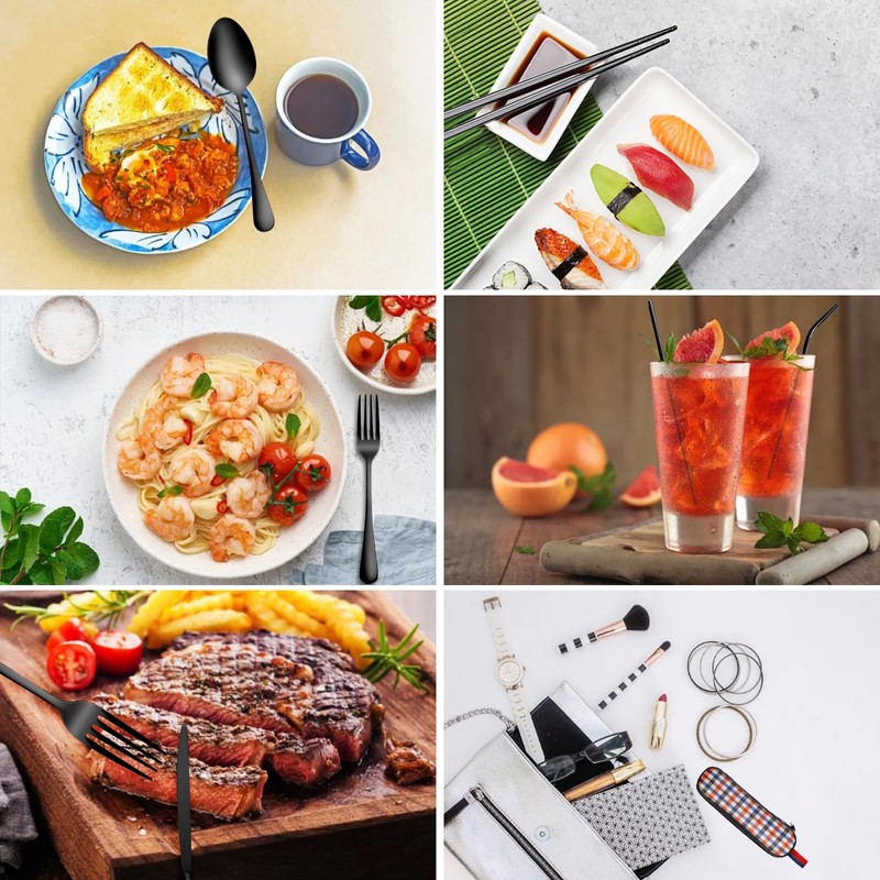 Travel Utensil Set, Reusable Stainless Steel Flatware Set with Case,