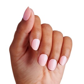 KISS Gel Fantasy 28 Pcs Press On Nails, Real Short Oval Fake Nails, Light Baby Pink Ready to Wear Gel Stick On Extensions, Reusable Full Cover Kit with Glue, Manicure Stick & File, Wear for 7 Days
