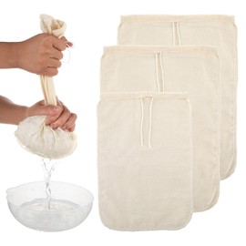 3 Pack Cotton Nut Milk Bags Fine Mesh Reusable Cheese Cloth Food Yogurt Strainer Cheesecloth Bag Cold Brew Bags for Cheese Making Coffee Straining Juice Juicing