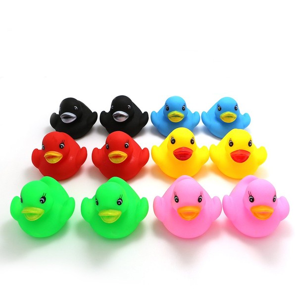 NOVELTY PLACE Floating Rubber Duck Baby Bath Toys Colorful Floating Rubber Ducks for Baby Kids Bath Time 12 Pieces