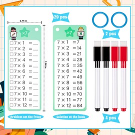 29 Cards, 1 x 1 Flashcards, Multiplication and Division, Disposable Table Cards with 4 Wipe-Clean Pens & Rings, Reusable Flash Cards for Calculation, Learning, Calculation Practice for Children for