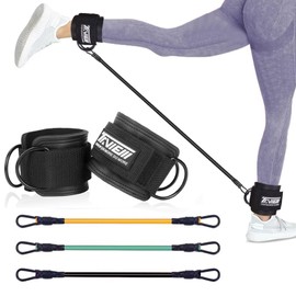 Ankle Straps Resistance Bands with Cuffs, Ankle Bands for Working Out, Ankle Resistance Band for Leg, Booty Workout Equipment for Kickbacks Hip Fitness Training, Exercise Bands for Butt Lift Women