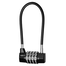 ORIA Long Shackle Padlock, 4 Digit Combination Lock with Steel Cable, Resettable Handheld Lock for Gym Locker, Cabinet, Travel Bag, Luggage School, Toolbox