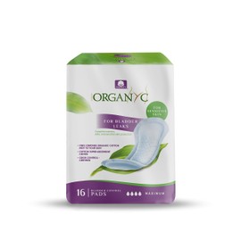Organyc Certified Organic Cotton Pads for Incontinence, Certified Odor Control, Free from Perfumes, Dyes, Plastics, and Chemicals, Maximum, 64 Count