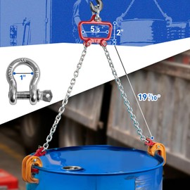 55 Gallon Drum Lift, 2200 lbs Load Capacity, Chain Drum Lifter for 30–55 Gallon Steel Drums, Improved Hook Design Drum Lifting Hook for Forklift Crane Hoist