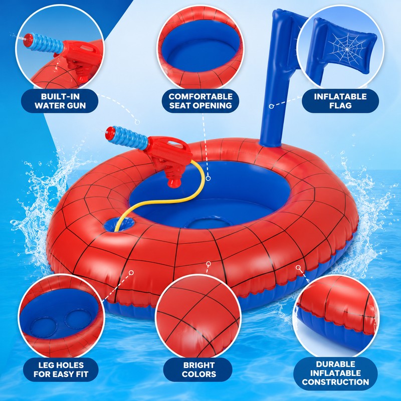 Kids’ Pool Float with Water Gun – Inflatable Ride-On Water