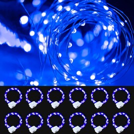 FWYWNL 12 Pack Fairy Lights Battery Operated, String Lights Battery Powered 7ft 20 Led Fairy Lights Copper Wire Twinkle Lights for DIY, Bedroom, Christmas Decoration Parties, Wedding (Blue, 12 pcs)