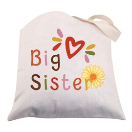 Big Sister Tote Bag Big Sister Gifts for Little Girls Daughter Big Sister Canvas Tote Bag Sister Birthday Announcement Gifts (Big Sister Tote Bag)