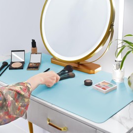 Makeup Mat for Vanity Top Protector,Dresser Protector Top Vanity Essentials,Craft Mats to Protect Table,Nail Art Table Mat,Vanity Desk Cover Pads, Dresser Cover Top Mats,23.6x11.8in (Blue & Pink)