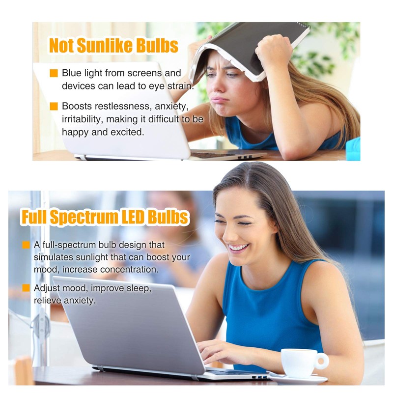 Full Spectrum Light Bulb, 6000K Natural Light Bulb, LED Light