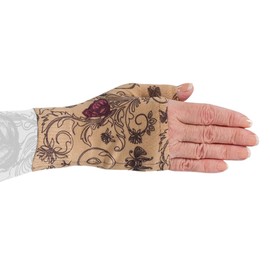 Lymphedivas Mariposa Beige Medical Graduated Compression Gauntlet for Lymphedema (30-40 mmHg Small Right)