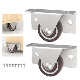 Mixizigoz 1.25 Inch Side Mount Casters, Mini Low Profile Casters Wheel for Wooden Furniture, Cabinet, Underbed Drawer - DIY Fixed Rubber Roller (1.25 Inch Wheel, 2)
