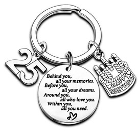 Birthday Keyring Birthday Gifts Key Ring Gifts For Women Girls Gifts Inspirational Keychain Gifts For Mum Daughter Sister Christmas Gifts (25th)