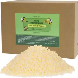 DenCert Beeswax Pellets 5LB Cosmetic Beeswax Triple Filtered Beeswax Pastilles for Candle Making Great for DIY Projects Creams Lotions Lip Balm and Soap Making Supplies - Weight: 10LB