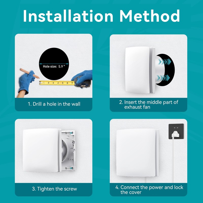 Exhaust Fan 6 Inch With Power Cord Ventilation Fan With
