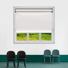 TJ Global Cordless Blackout Roller Shades, Room Darkening Window Blinds for Privacy and Light Control, Window Treatment for Home and Office Rooms - White (60" x 72")