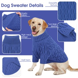 Preferhouse Dog Sweaters for Medium Dogs Boy, Medium Dog Sweater Pet Clothes for Chihuahua, Bulldog, Dachshund, Pug, Yorkie, Pets Turtleneck, Blue M